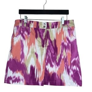 GG Blue Skort Size 8 Magenta Peach Tan Ikat‎ Print Athletic Golf Tennis Skirt